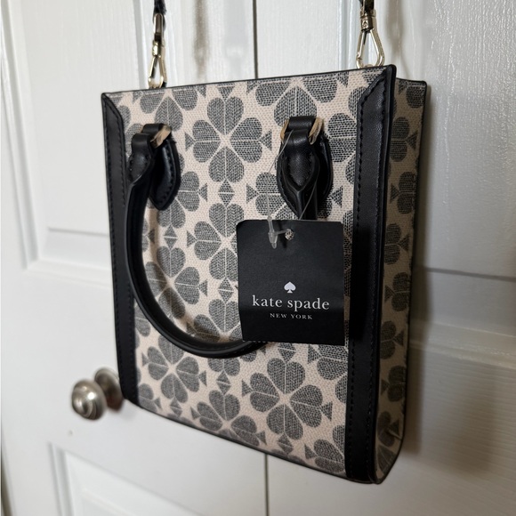 kate spade Black and Cream Floral Crossbody Tote - Picture 6 of 7
